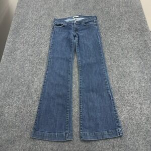 DPD Jeans Womens 29 Blue Cotton Spandex Flare Embroidered Pockets Low Rise Y2K